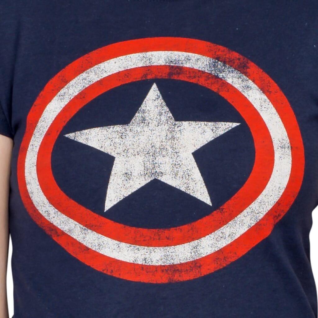 Captain America Star Distressed Logo Juniors T-shirt-tvso