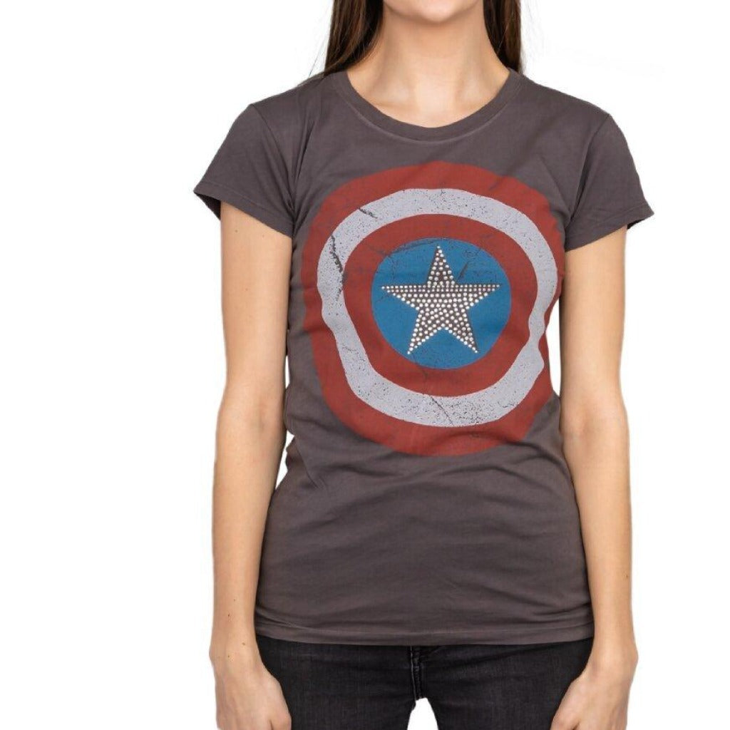 Captain America Studded Star Juniors T-shirt-tvso