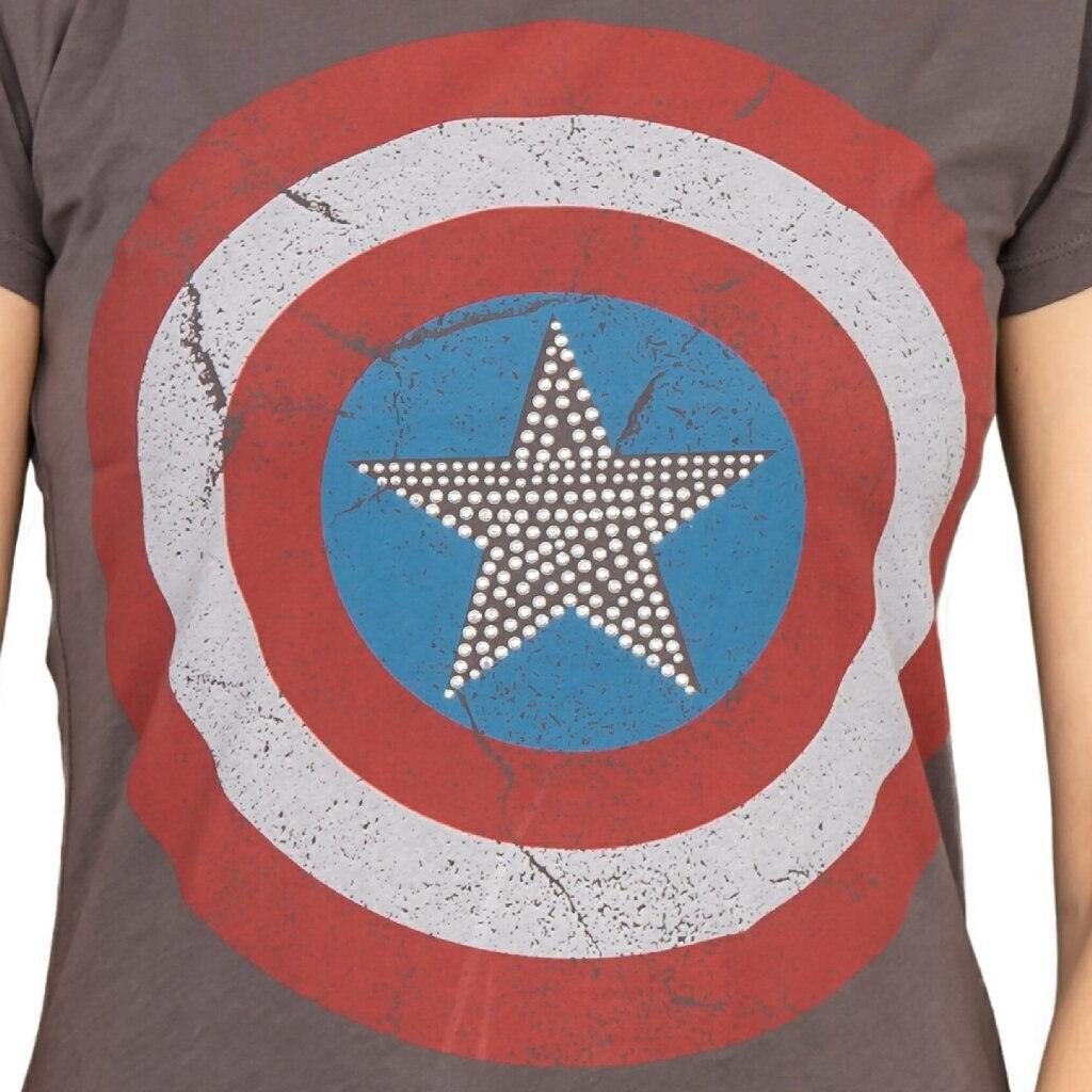 Captain America Studded Star Juniors T-shirt-tvso