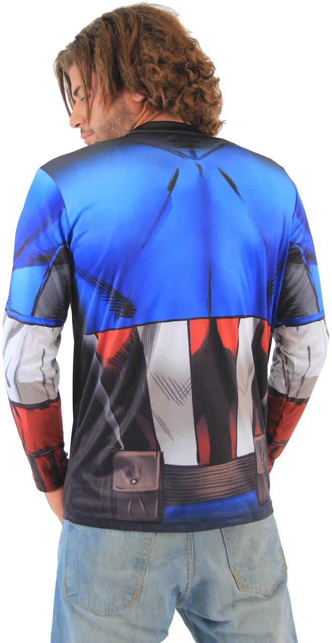 Captain America Sublimated Adult LONG SLEEVE Costume T-Shirt-tvso