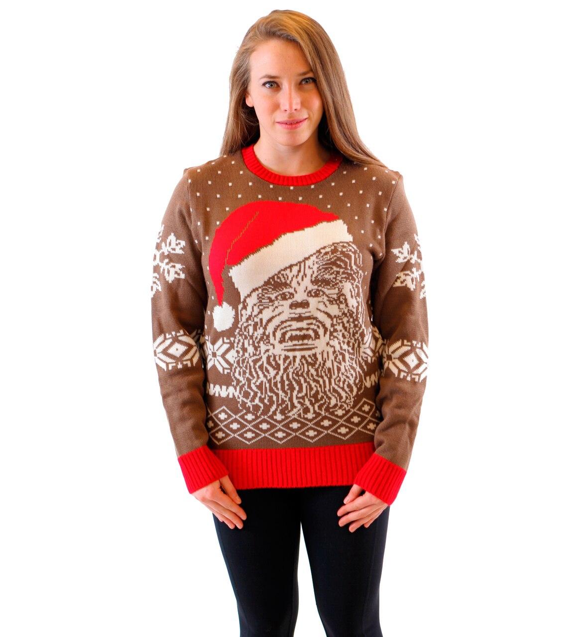 Chewbacca Big Face With Santa Hat Ugly Christmas Sweater-tvso