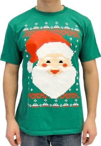 Christmas Big Santa Claus Face 8-Bit T-shirt-tvso