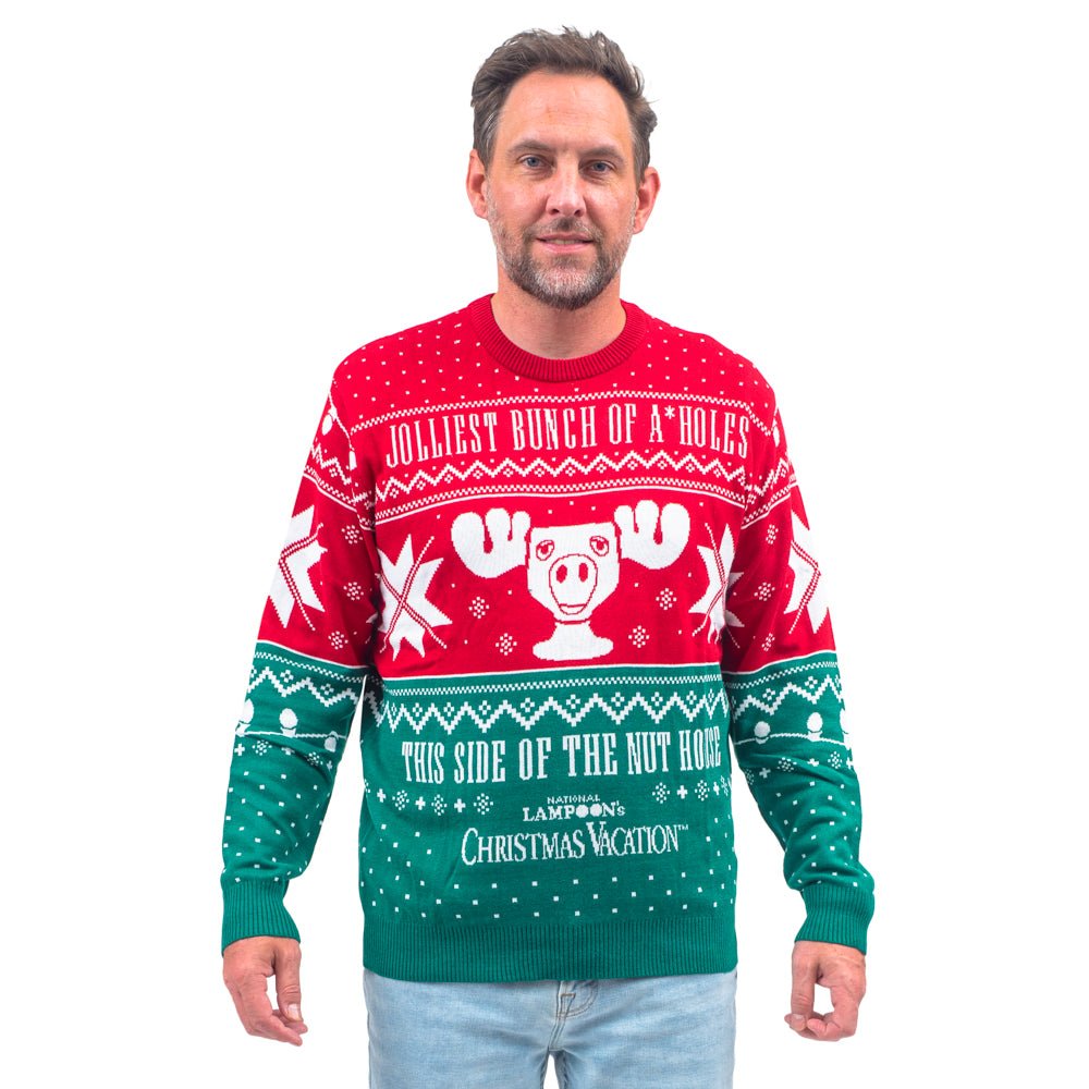 Christmas Vacation Jolliest Bunch of A*Holes Red and Green Ugly Christmas Sweater - TVStoreOnline