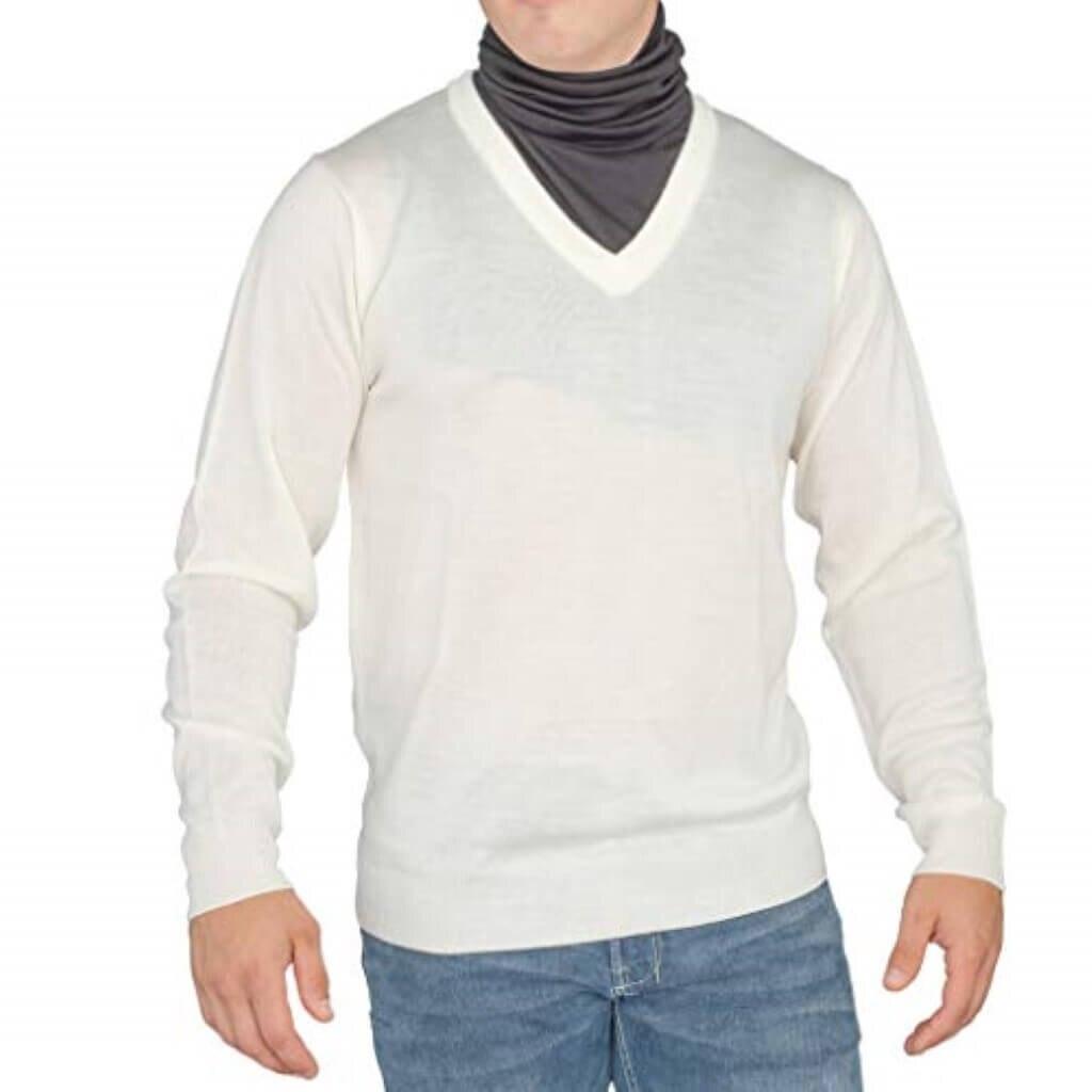 Crazy Cousin White V-Neck Sweater with Black Dickey-tvso