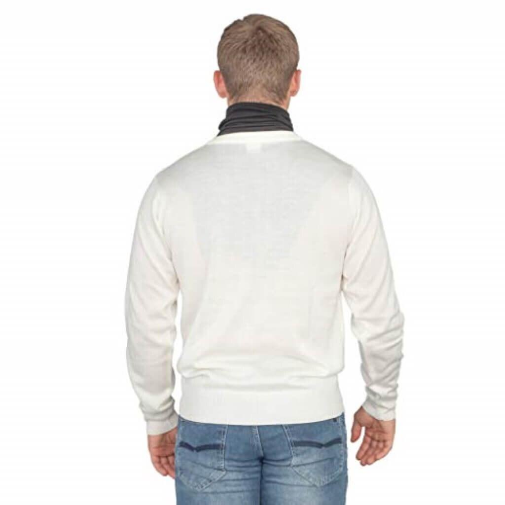 Crazy Cousin White V-Neck Sweater with Black Dickey-tvso