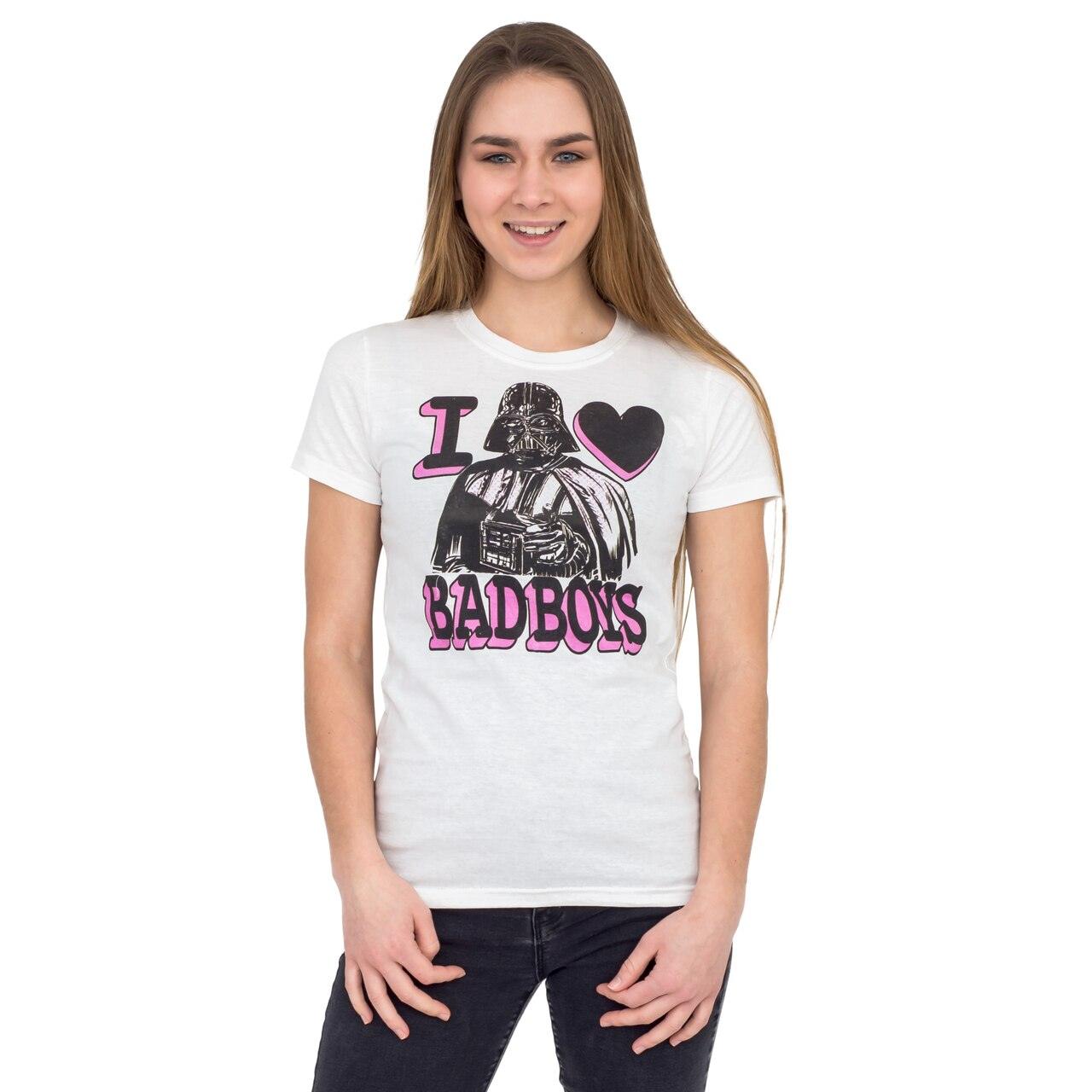 Darth Vader Pink and Black Print I Heart Bad Boys T-shirt-tvso
