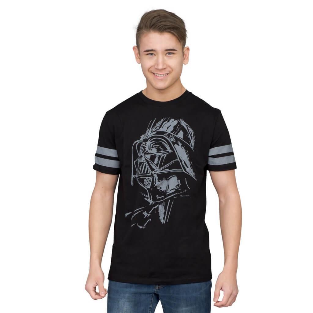 Darth Vader Striped Sleeves T-Shirt-tvso