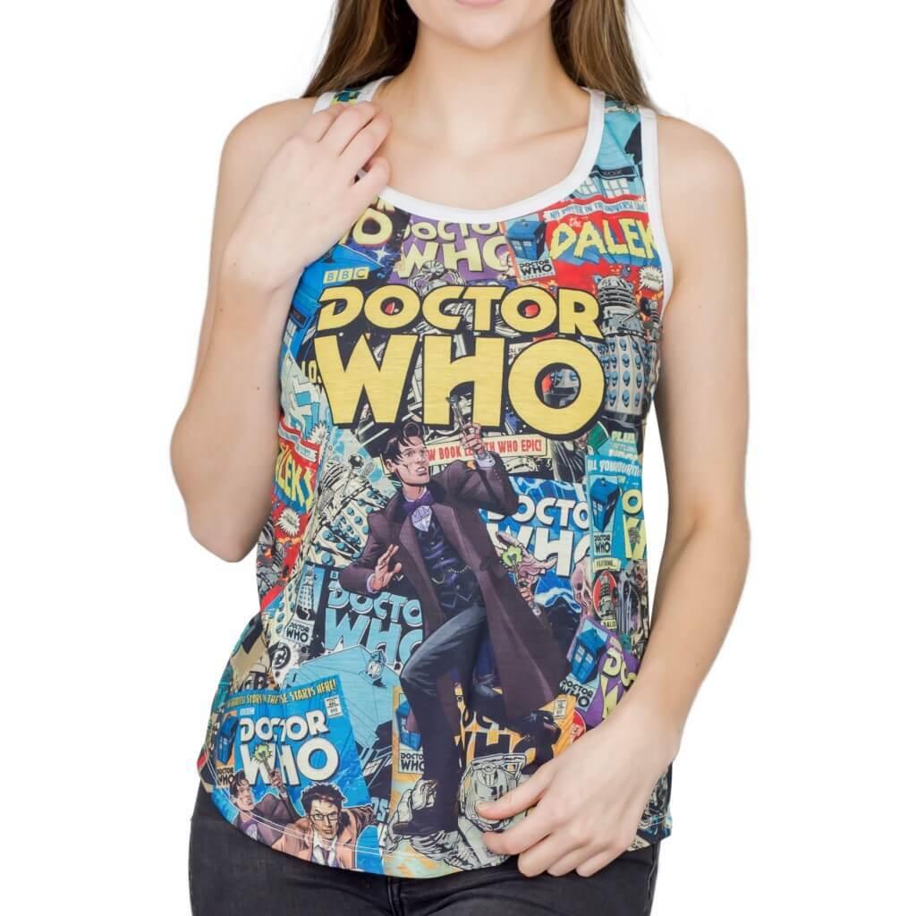Doctor Who Comic Covers Racerback Tank-tvso