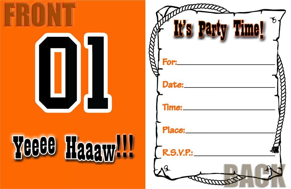 Dukes of Hazzard Party Invitations-tvso