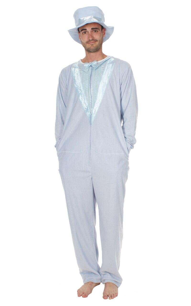 Comedy Movie Dumb and Dumber Adult Light Blue Tuxedo One Piece Pajama with Top Hat - Dumb and Dumber picture