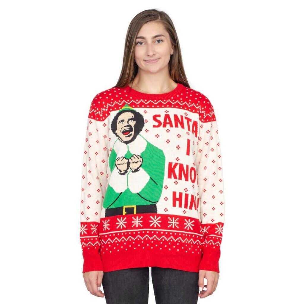 Elf Buddy Santa I Know Him Ugly Christmas Sweater - TVStoreOnline
