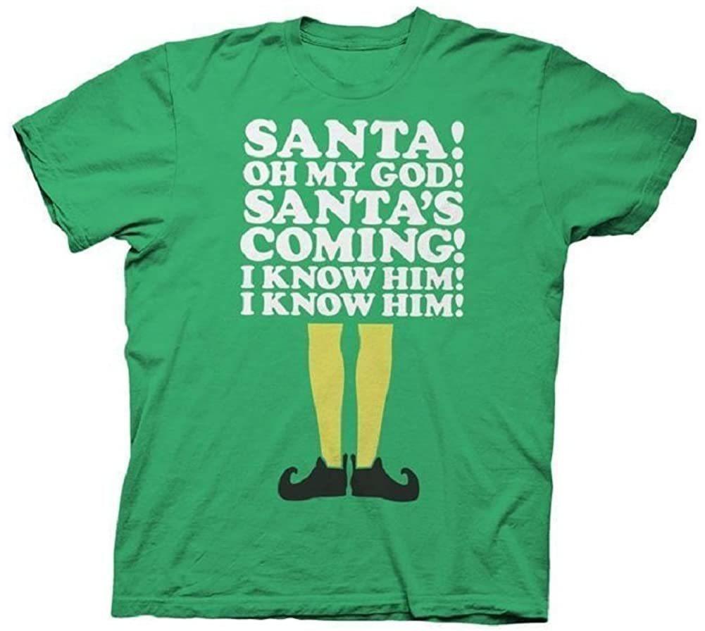 Elf Santa's Coming! I Know Him! T-shirt-tvso