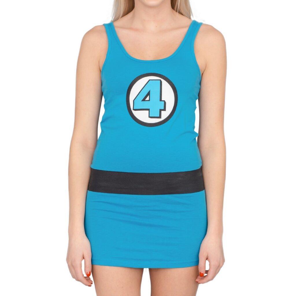 Fantastic Four 4 Invisible Woman Costume Tunic Tank Dress-tvso