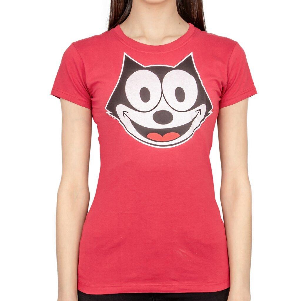 Felix the Cat Face Juniors Red T-shirt-tvso