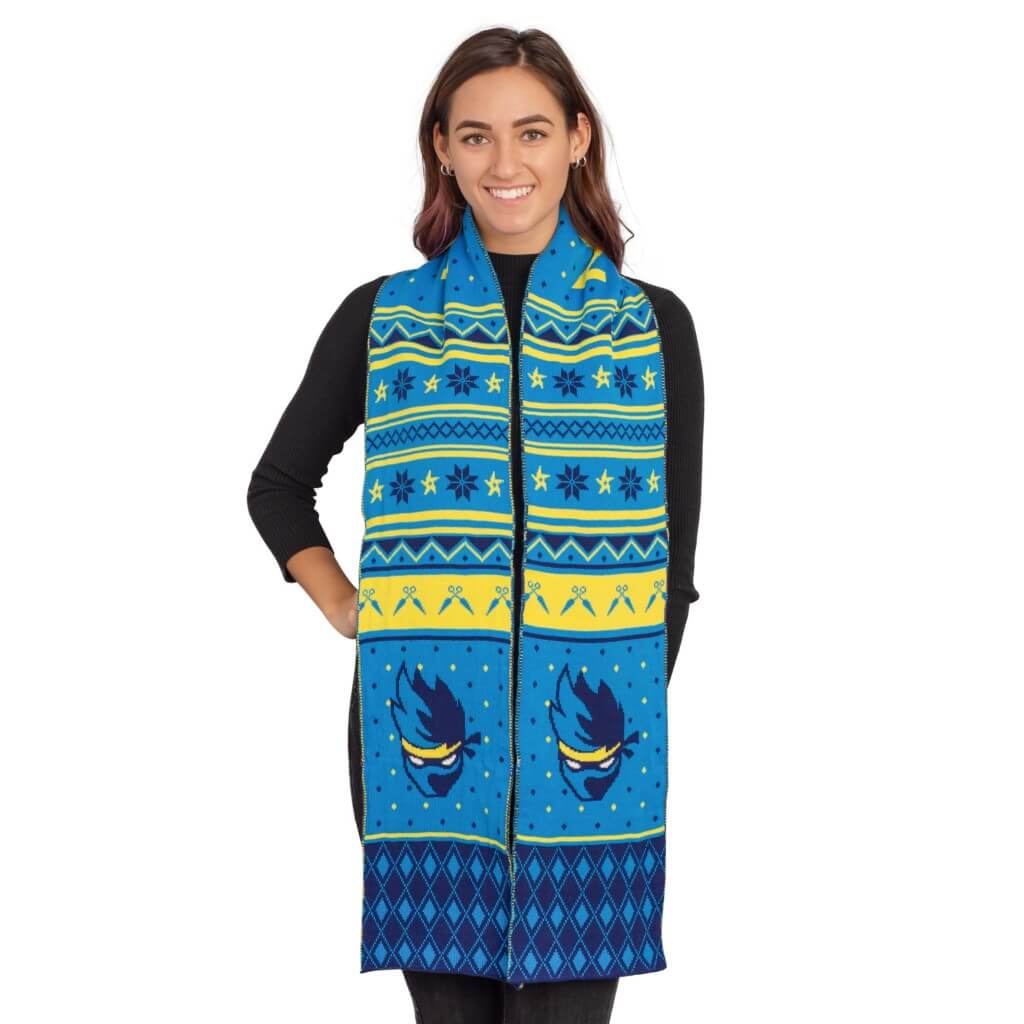 Fortnite Adult Ninja Logo Scarf - Blue-Yellow - TVStoreOnline