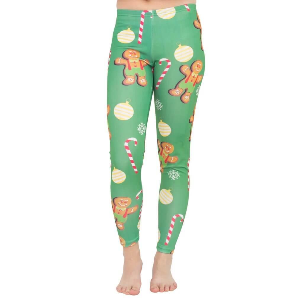 Gingerbread All Over Ugly Christmas Leggings-tvso