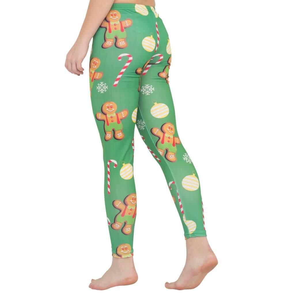 Gingerbread All Over Ugly Christmas Leggings-tvso