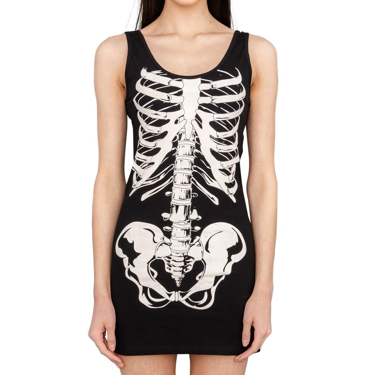 Glow in the Dark Skeleton Costume Tank Dress-tvso