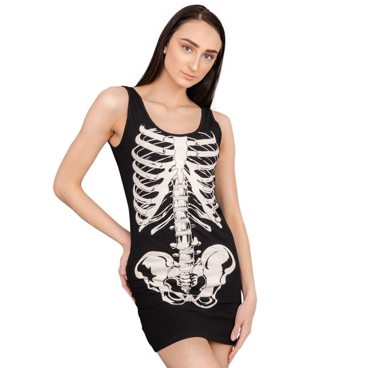 Glow in the Dark Skeleton Costume Tank Dress-tvso