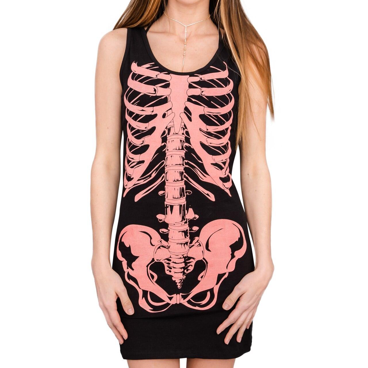 Glow in the Dark Skeleton Costume Tank Dress-tvso