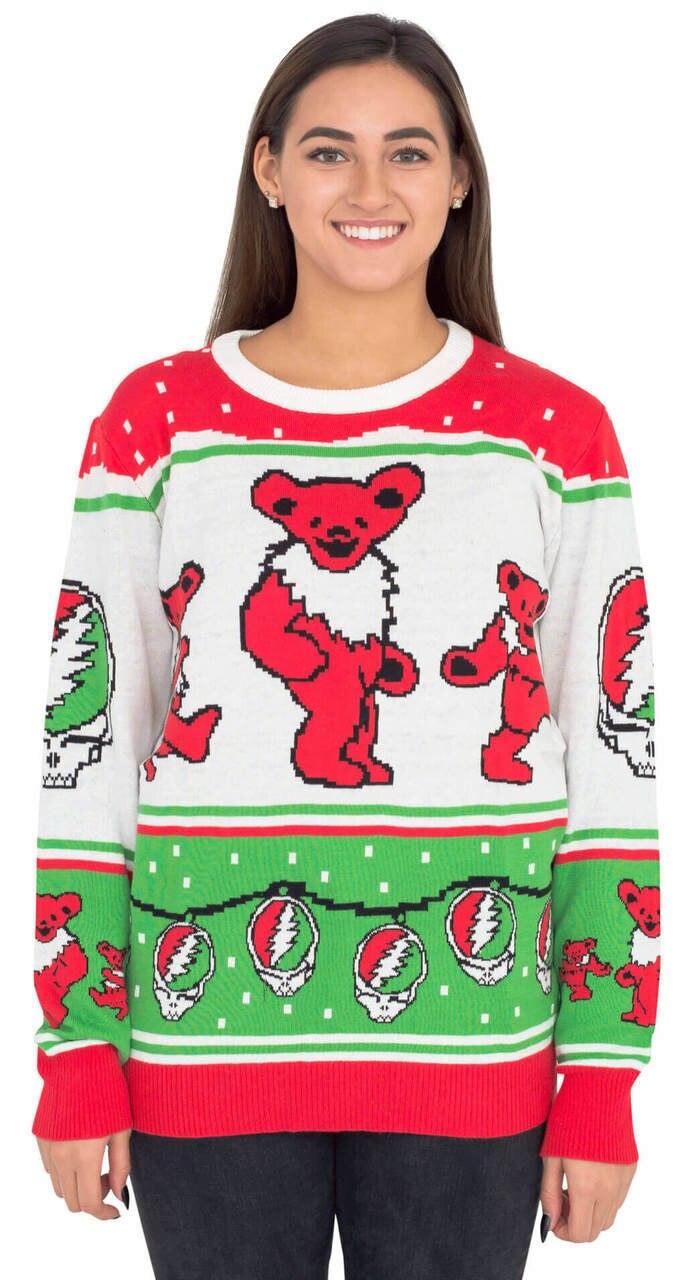 Grateful Dead Bears and Ornaments Christmas Sweater-tvso