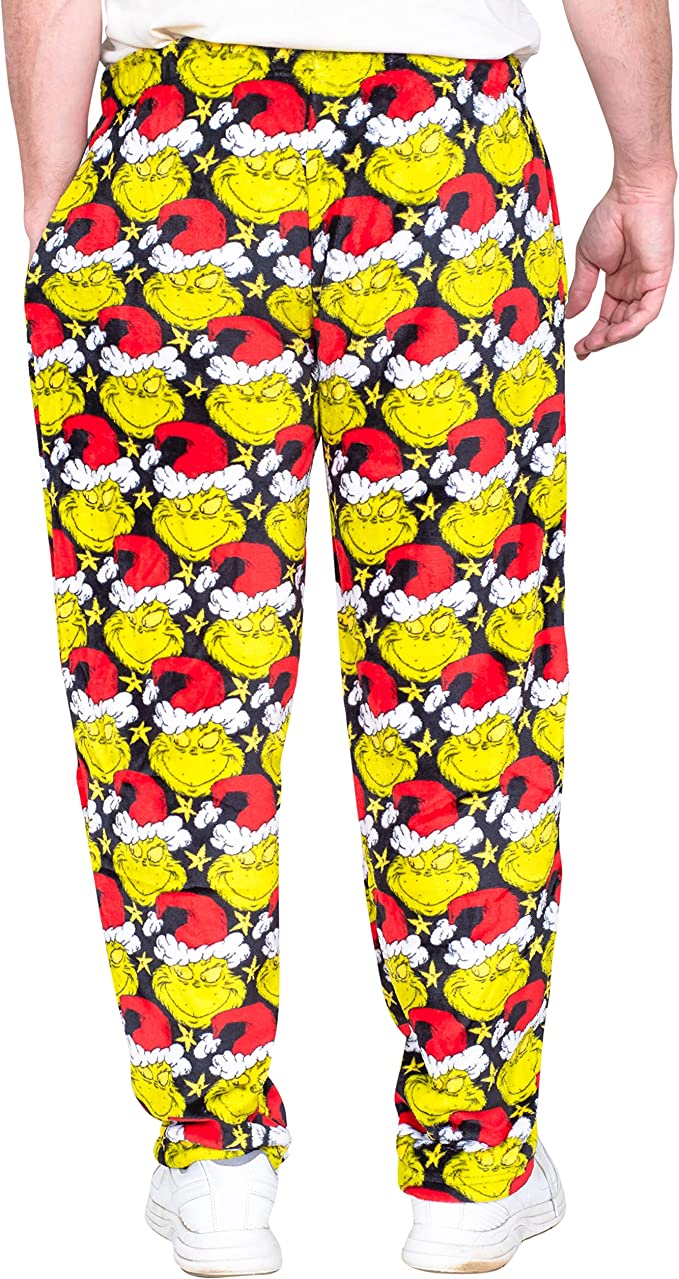Grinch All Over Santa Hat Christmas Pajamas Lounge Pants - TVStoreOnline