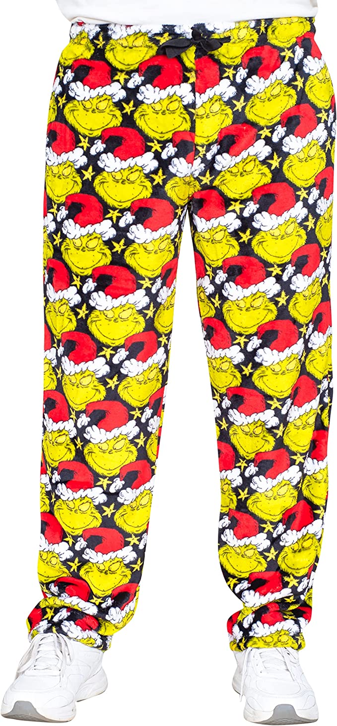 Grinch All Over Santa Hat Christmas Pajamas Lounge Pants - TVStoreOnline