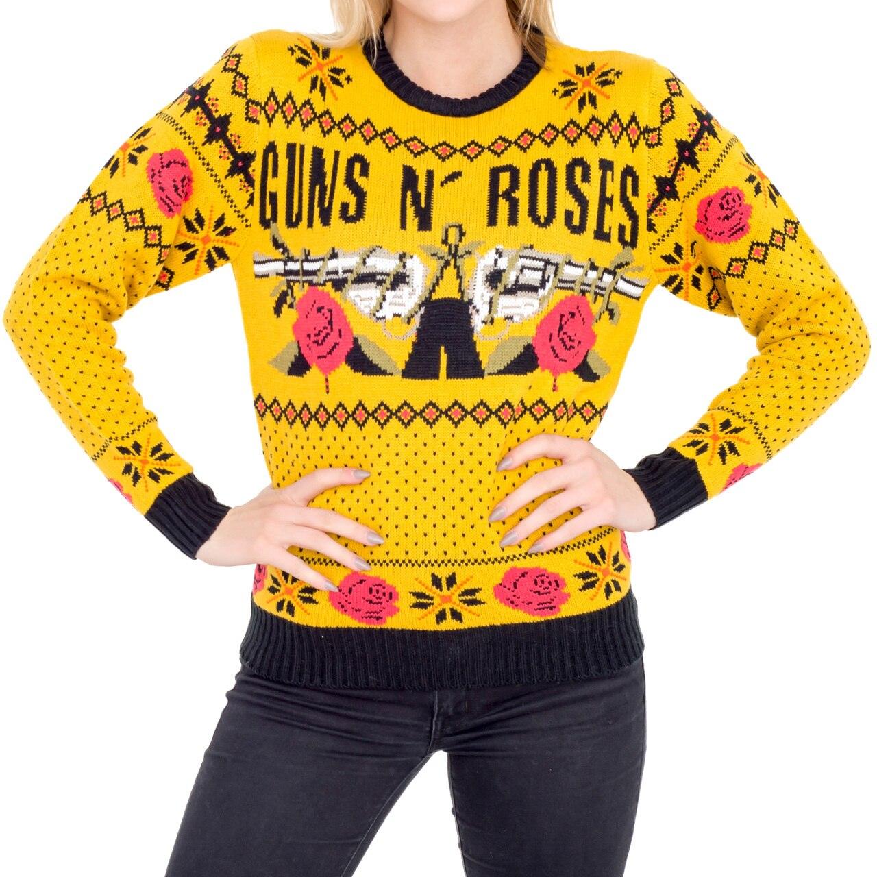 Guns N' Roses Hard Rock Band Text and Logo Ugly Christmas Xmas Sweater-tvso
