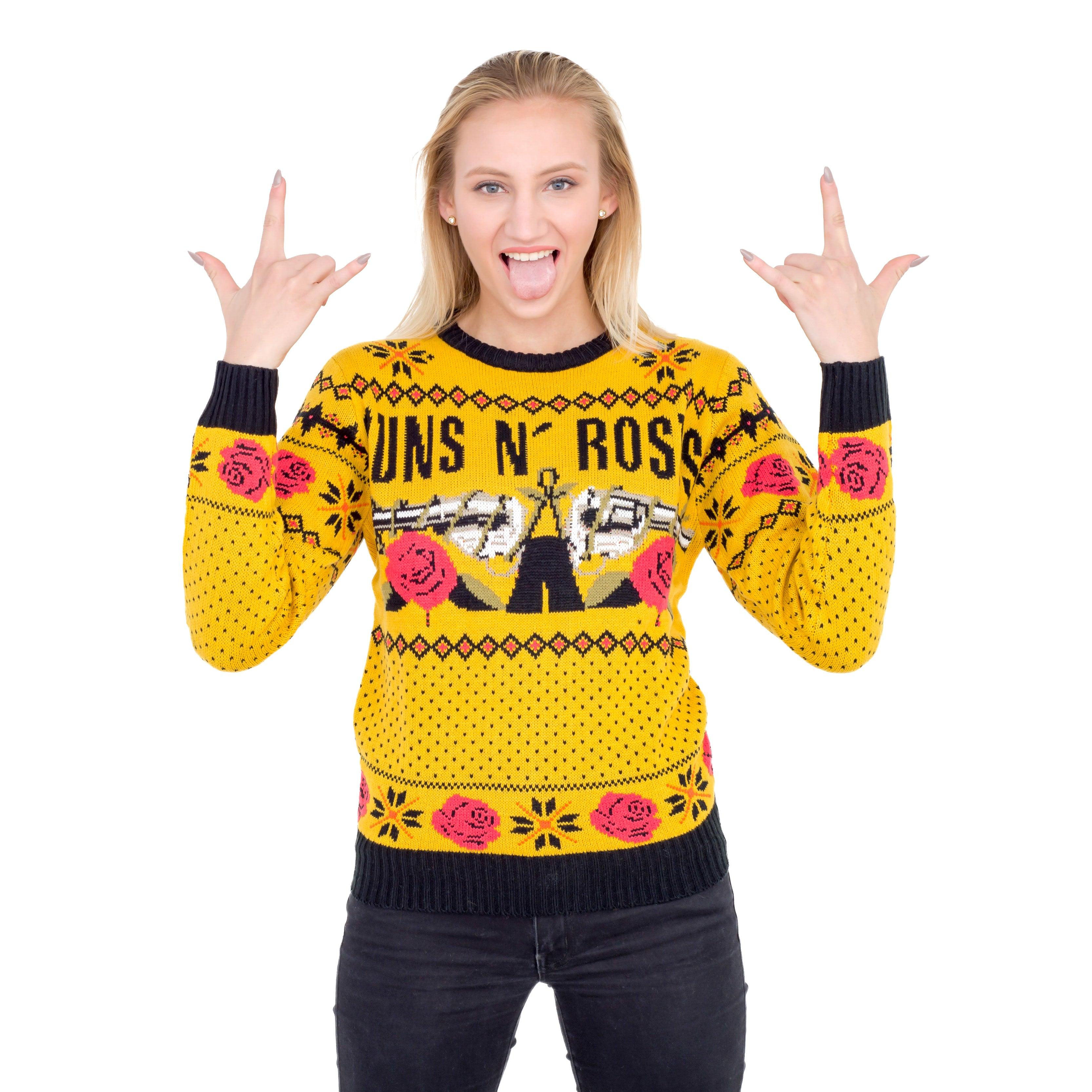 Guns N' Roses Hard Rock Band Text and Logo Ugly Christmas Xmas Sweater-tvso