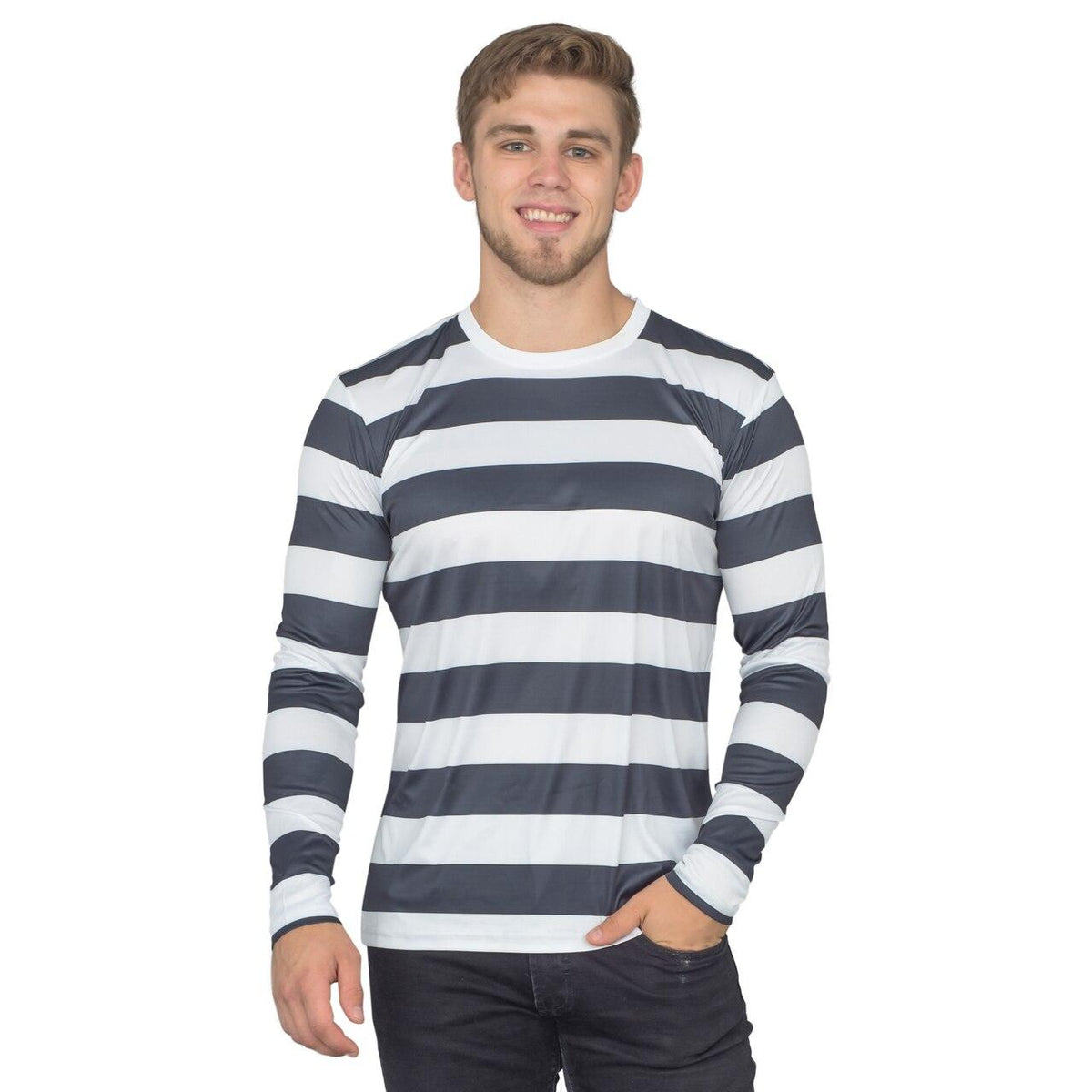 Halloween Costume Waldo Robber Striped Long Sleeve Shirt - TVStoreOnline