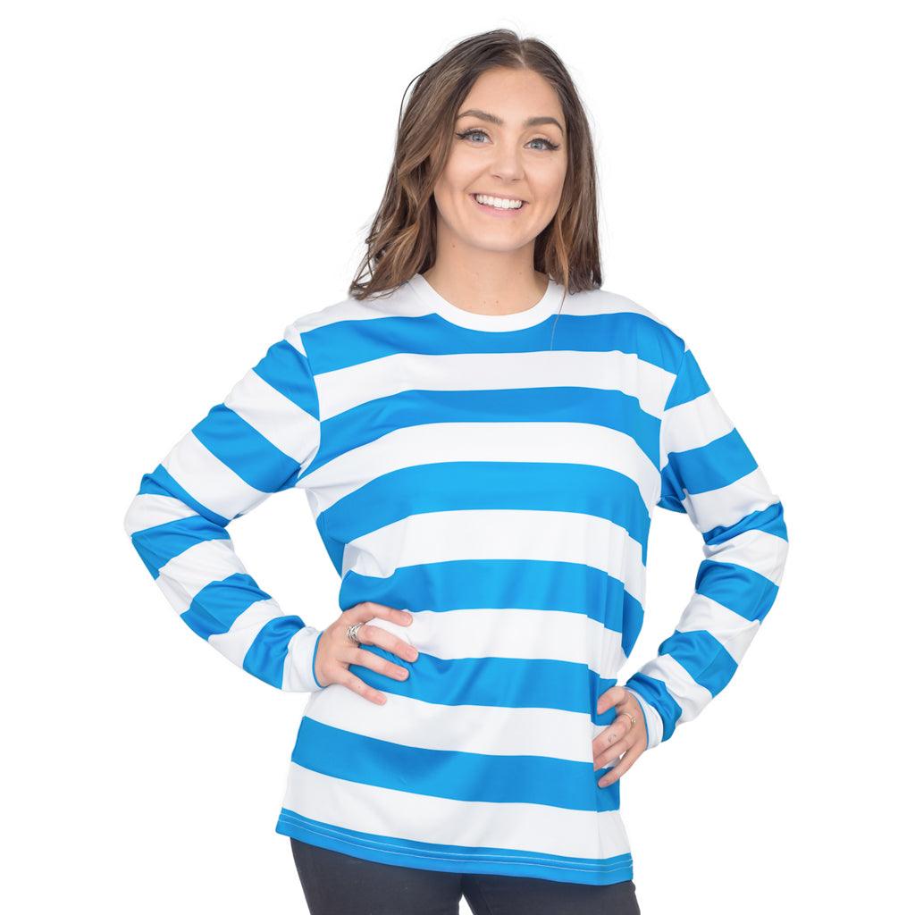 Halloween Costume Waldo Robber Striped Long Sleeve Shirt - TVStoreOnline