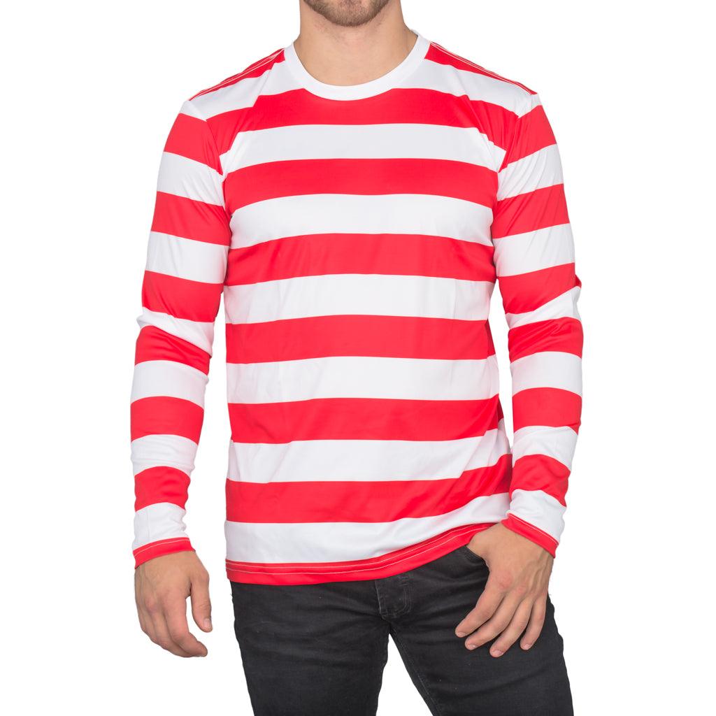 Halloween Costume Waldo Robber Striped Long Sleeve Shirt - TVStoreOnline