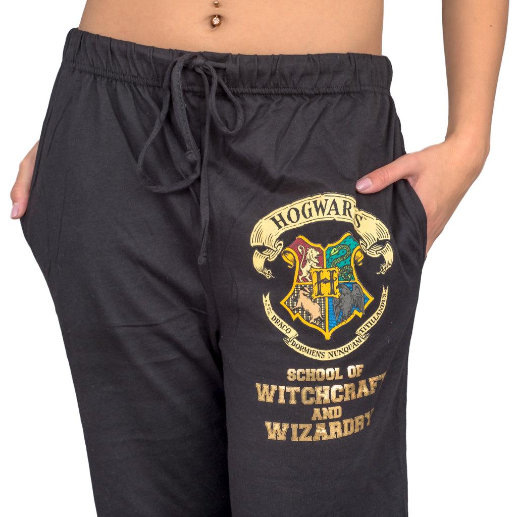 Harry Potter Hogwarts Crest Black Lounge Pants - TVStoreOnline