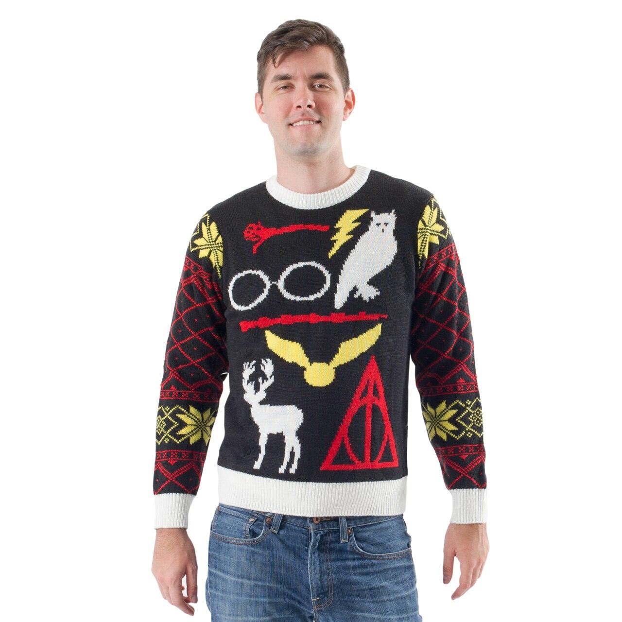 Harry Potter Owl Deathly Hallows Sign Ugly Christmas Sweater-tvso