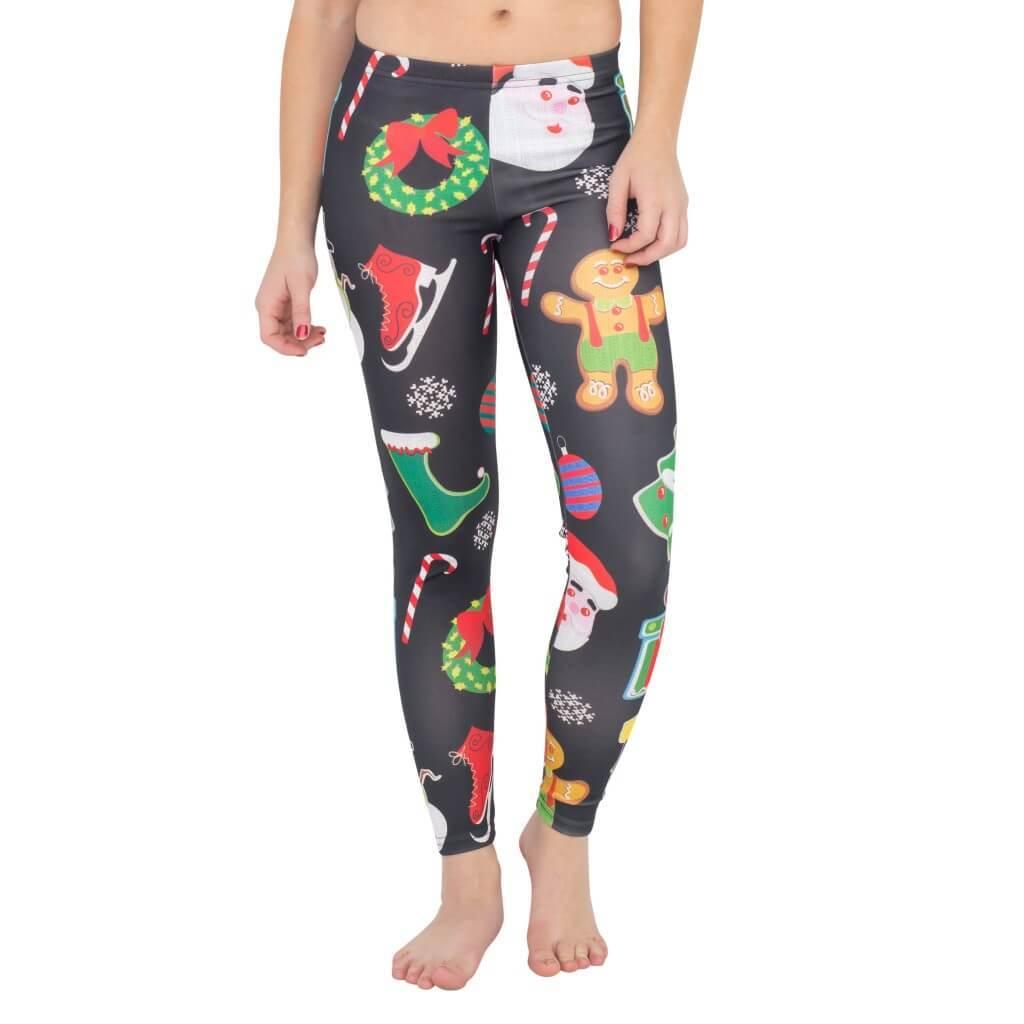 Holiday Symbols All Over Ugly Christmas Leggings-tvso