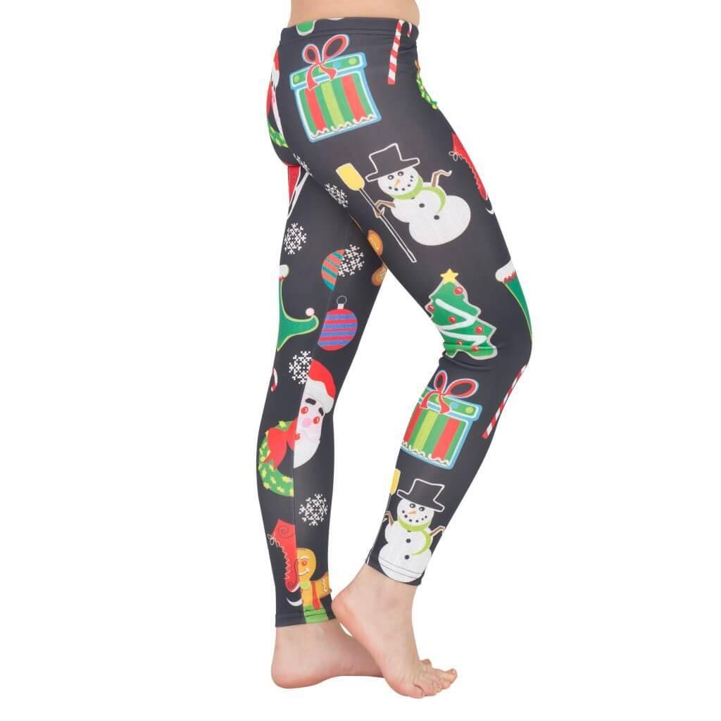 Holiday Symbols All Over Ugly Christmas Leggings-tvso