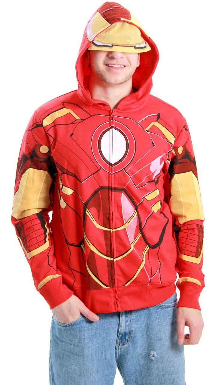 Iron Man Costume Zip-Up Hooded Sweatshirt Hoodie-tvso