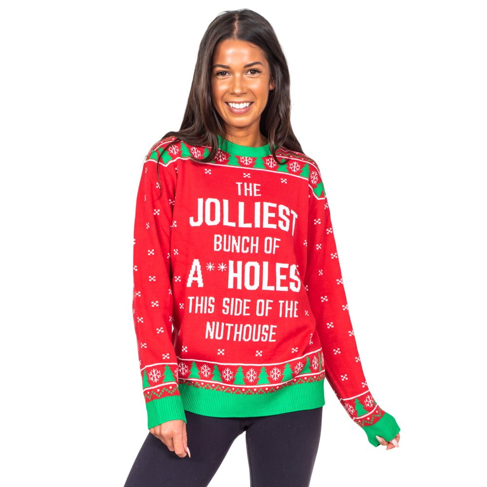 Jolliest Bunch Nuthouse Ugly Christmas Sweater - TVStoreOnline