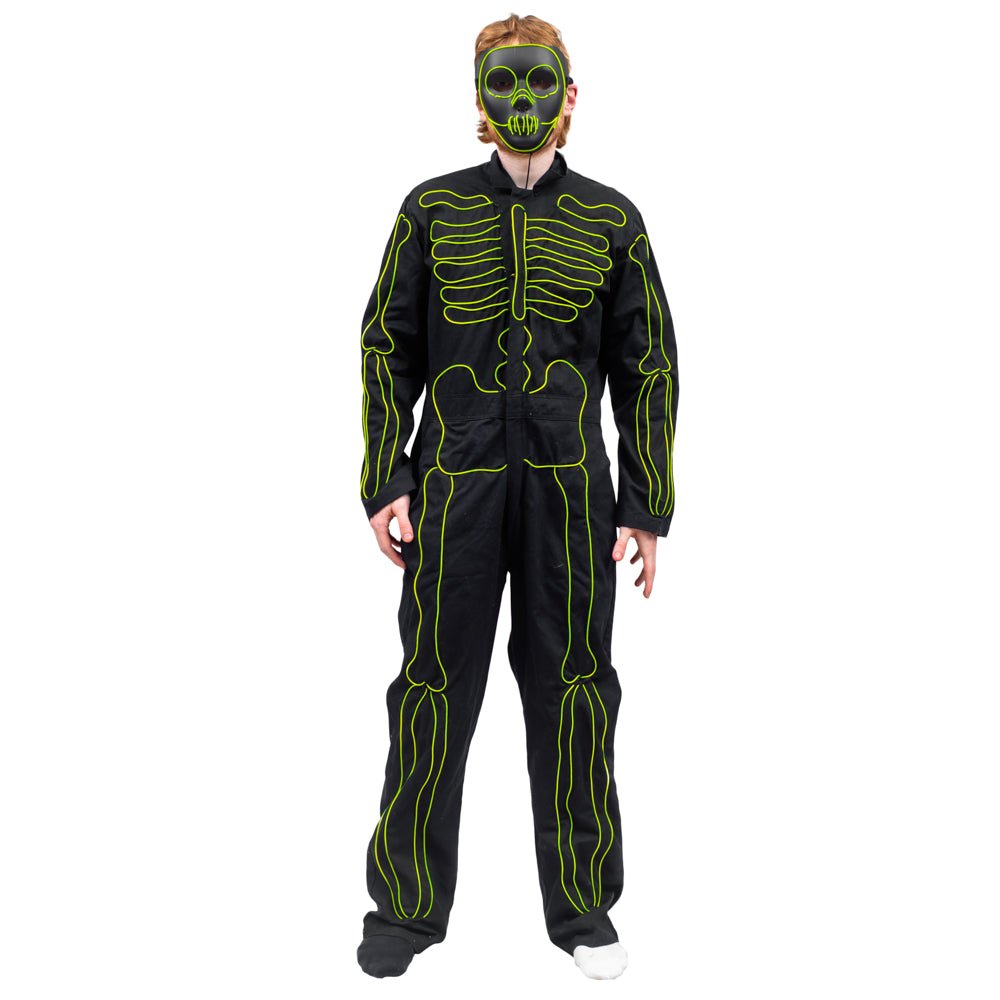 LED Light up Skeleton Costume & Mask with three modes Halloween Costume Cosplay - TVStoreOnline