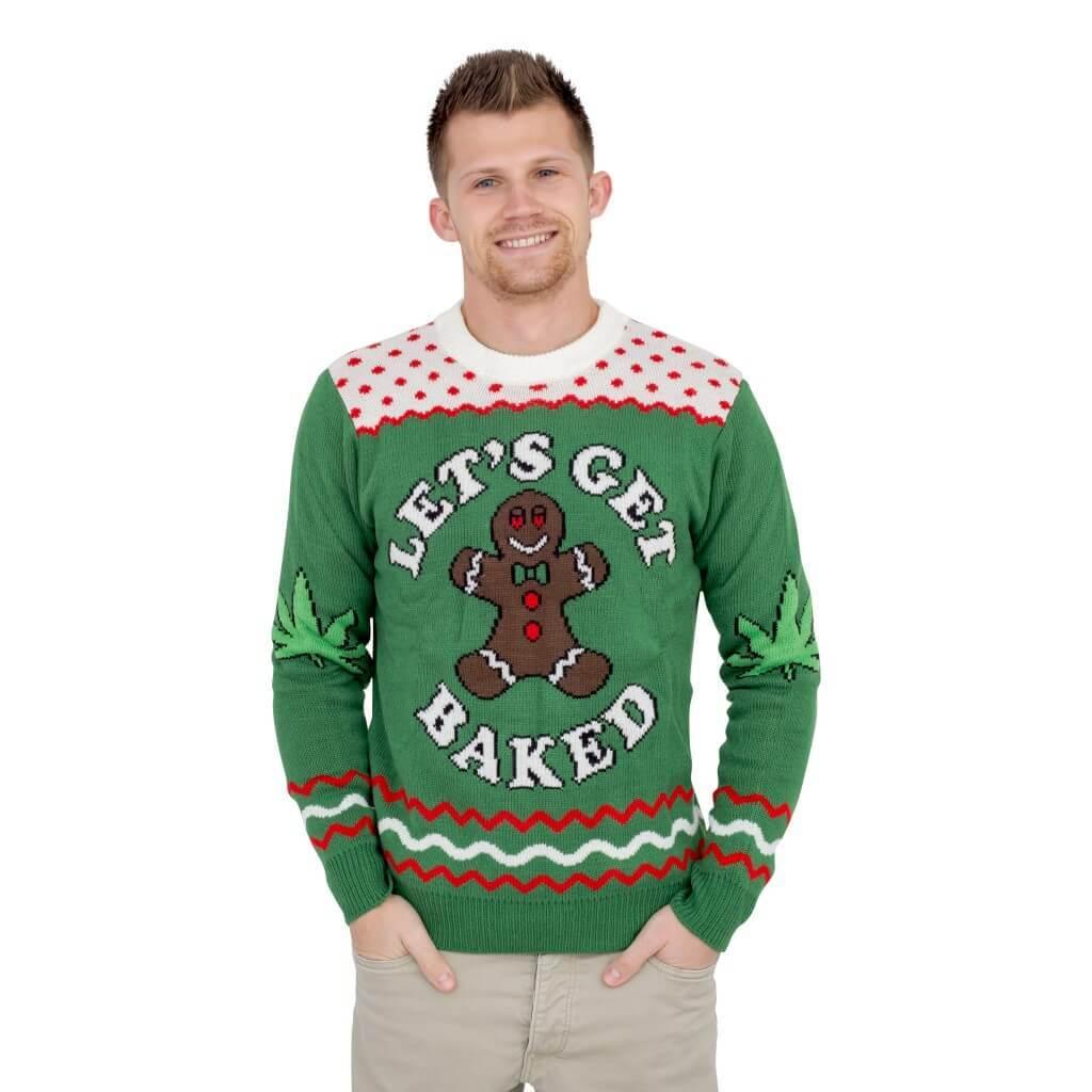 Let's Get Baked Blazed Gingerbread Ugly Christmas Xmas Sweater-tvso