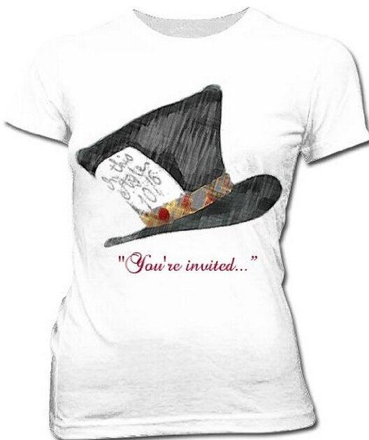 Mad Hatter You're Invited Juniors T-shirt-tvso