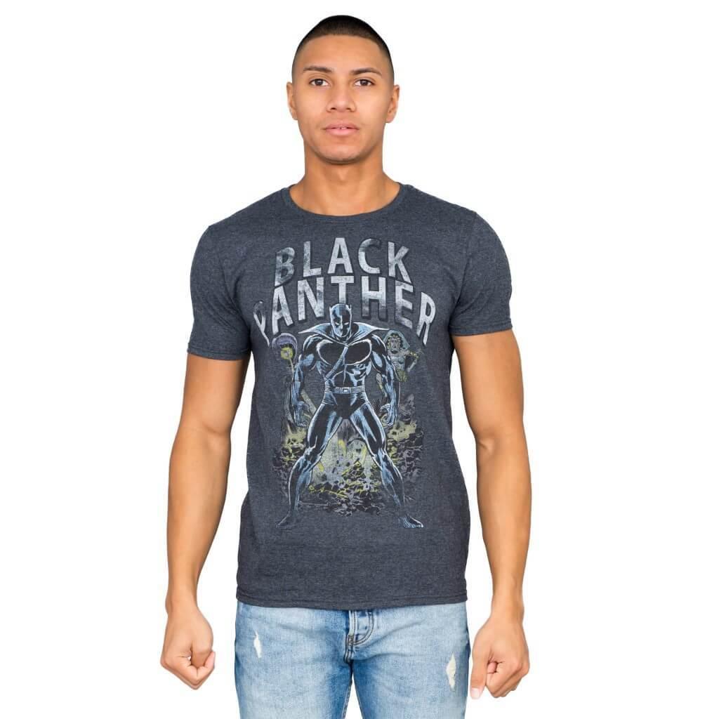Marvel Comics Black Panther Comic Charcoal T-shirt - TVStoreOnline