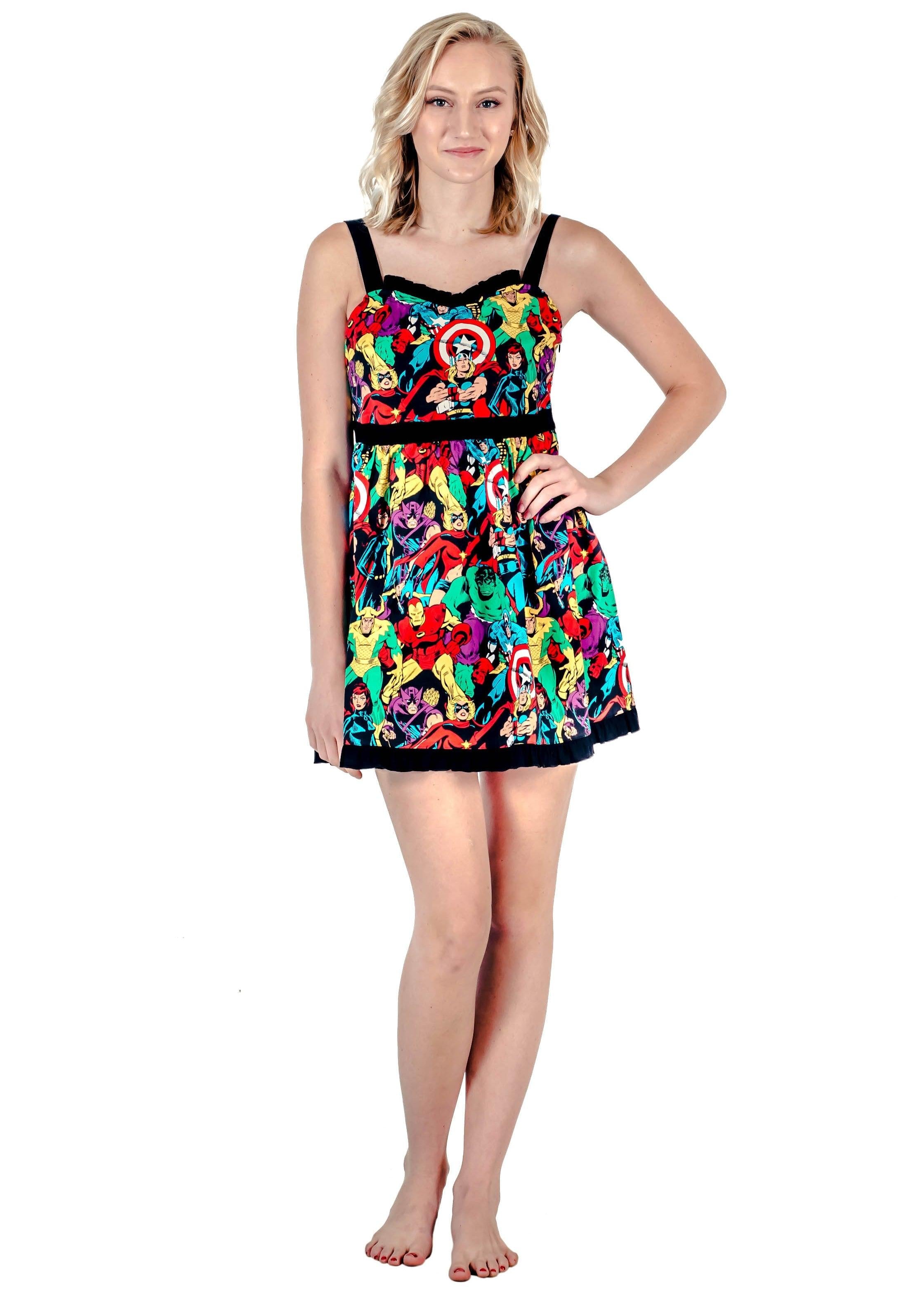 Marvel Super Heroes All Over Sweetheart Dress - TVStoreOnline
