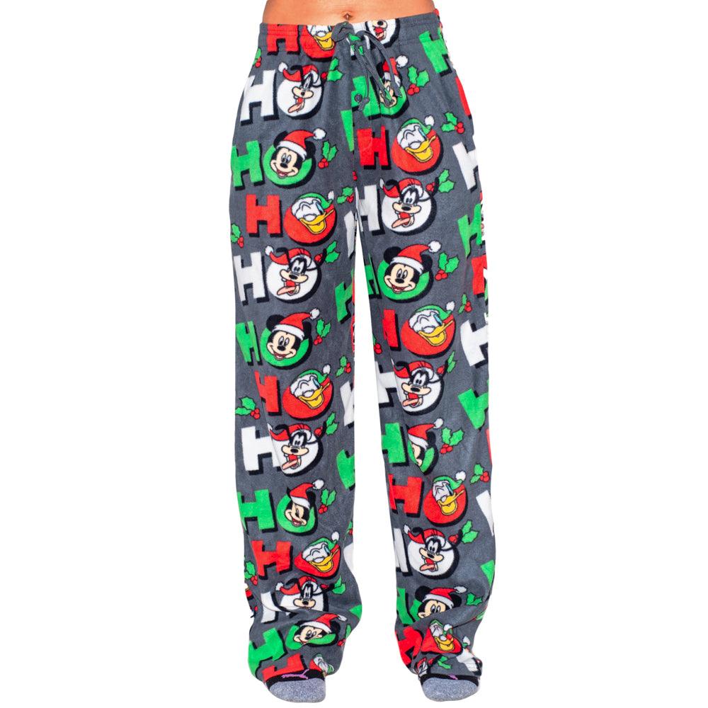 Mickey Mouse Goofy Donald Duck as Santa Ho Ho Ho Christmas Pajama Pants