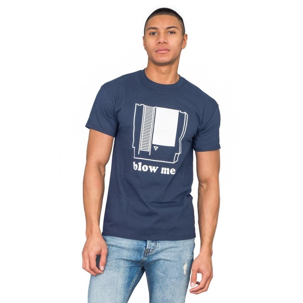 Nintendo Blow Me Navy Adult T-shirt-tvso
