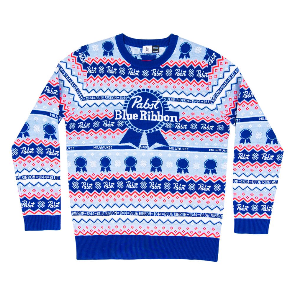 Pabst Fair Isle Beer Holiday Ugly Christmas Sweater - TVStoreOnline