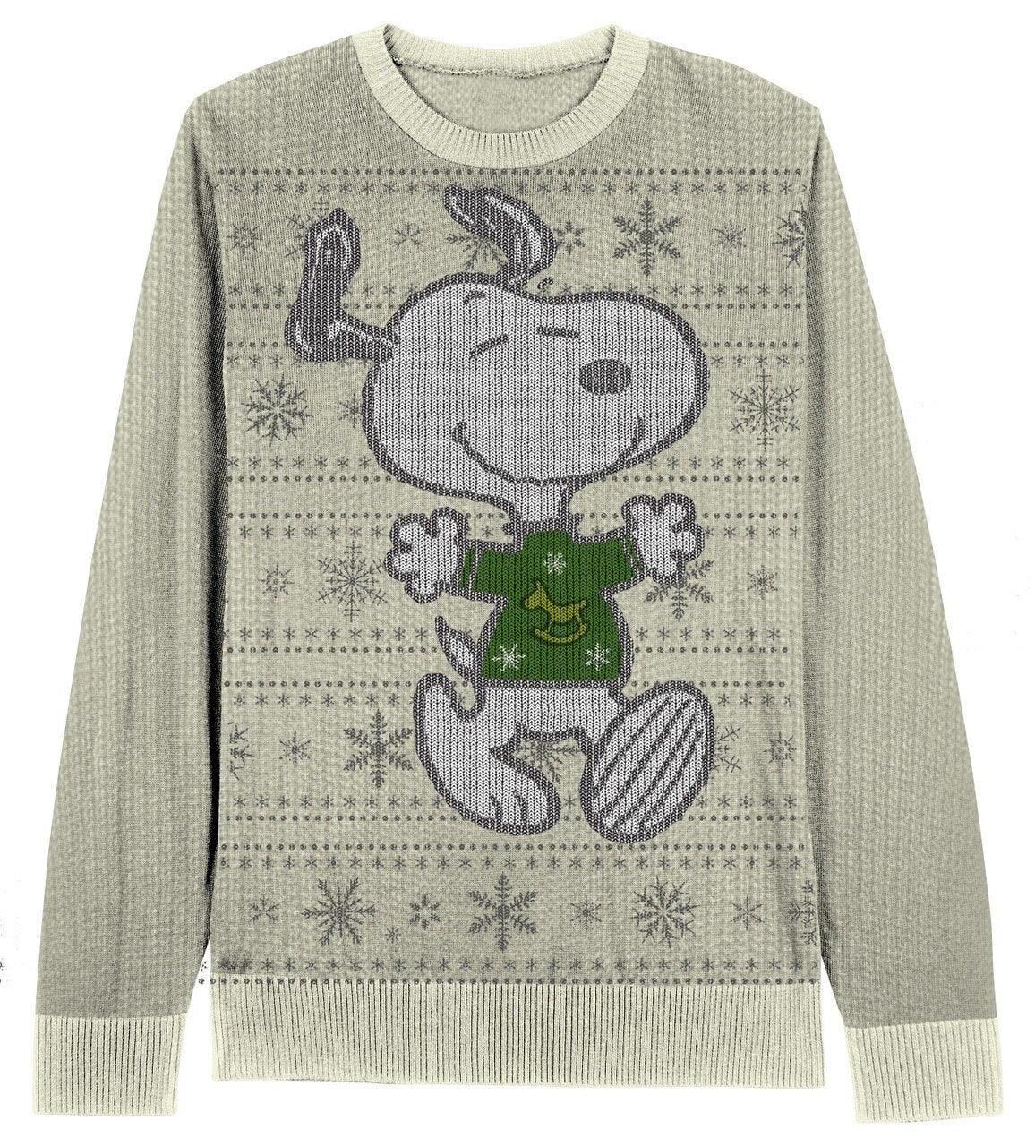 Peanuts Snoopy Snowflake Pattern Christmas Sweater-tvso