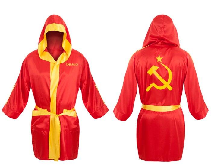 Red Ivan Drago Satin Robe and Short Set-tvso