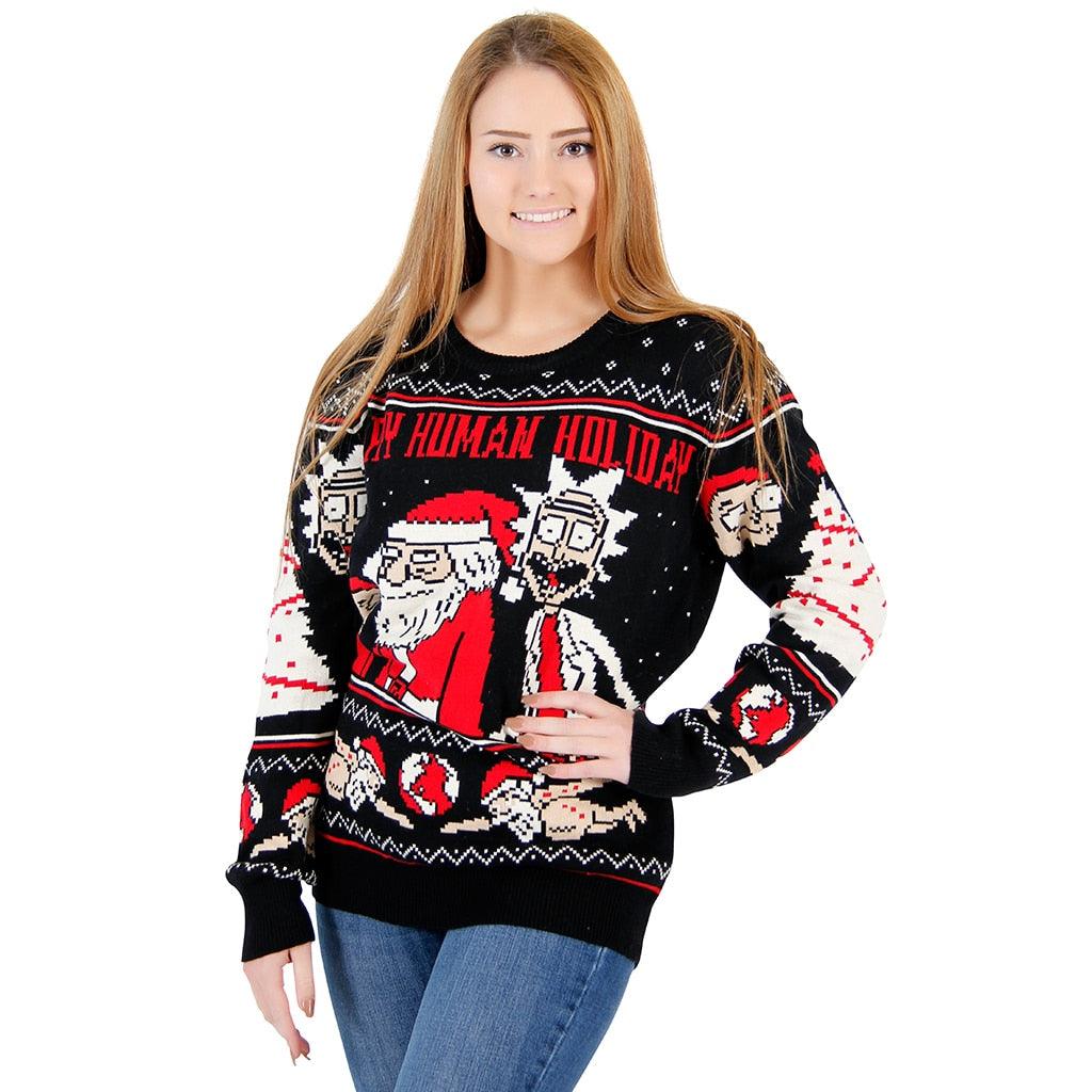 Rick and Morty Exploding Santa Ugly Christmas Sweater-tvso