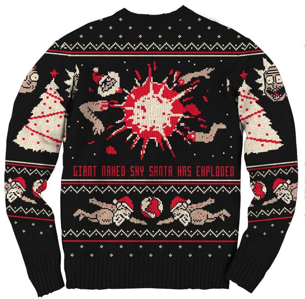 Rick and Morty Exploding Santa Ugly Christmas Sweater-tvso